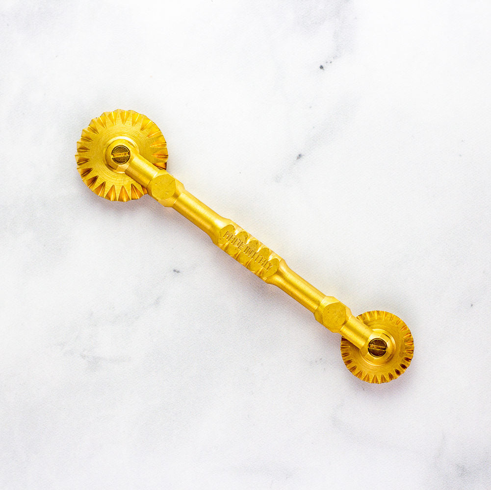 Brass Fluted Double Pasta & Pastry Wheel