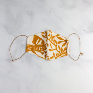 Hand dyed Italian cotton mask with bird pattern