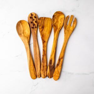 Italian olive wood utensil set