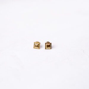Gold ravioli pasta earrings