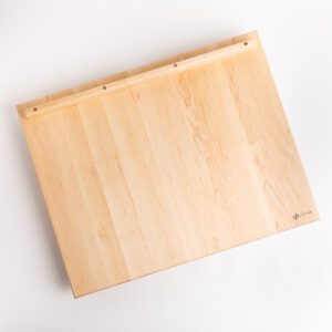 Rectangular maple wood pasta board with qb Cucina logo branded in the top right corner